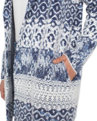 Open Front Mixed Print Cardigan