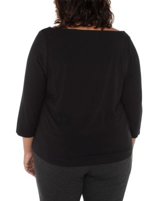 Three Quarter Sleeve Drape Neck Knit Top