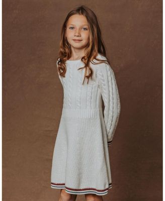 Girls' Organic Long Sleeve Schoolgirl Cable Sweater Dress - Baby, Little Kid, Big Kid