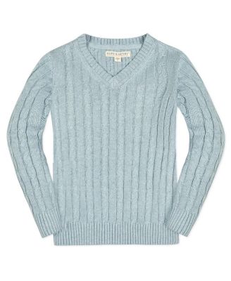 Boys&#39; Organic Long Sleeve Fine Gauge Cable V-Neck Sweater - Baby, Little Kid, Big Kid
