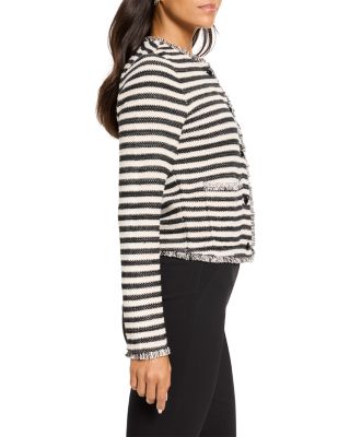 Striped Fringe Mix Femme Knit Jacket