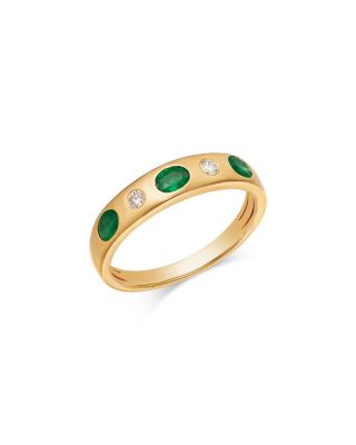 Emerald & Diamond Band in 14K Yellow Gold