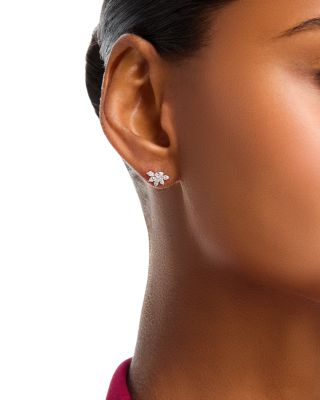 Diamond Pear & Marquis Cluster Stud Earrings in 14K White Gold, 0.61 tcw