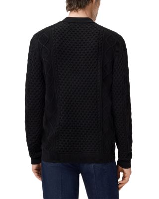 Haynes Open Collar Cable Polo Sweater