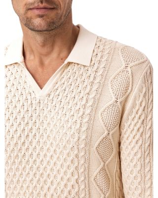 Haynes Open Collar Cable Polo Sweater