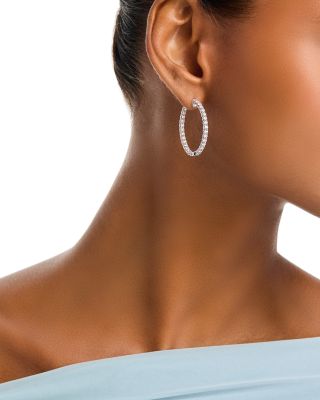 Diamond Inside Out Hoop Earrings in 14K White Gold, 3.0 tcw