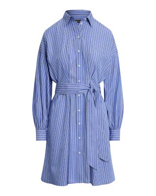 Striped Belted Broadcloth Shirtdress