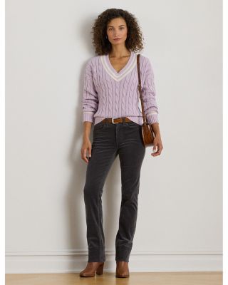 Stretch Corduroy Mid-Rise Straight Pants