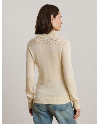 Buckle Trim Cotton Blend Sweater