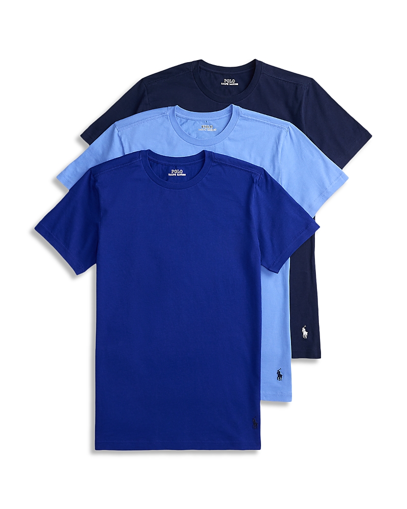 Polo Ralph Lauren Slim Fit Crewneck Undershirt, Pack Of 3 In Blue