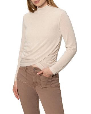 Long Sleeve Draped Mock Neck Top
