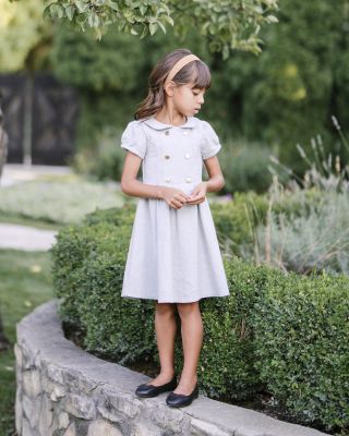  Girls&#39; Organic Double Breasted Flannel Dress with Collar - Little Kid, Big Kid