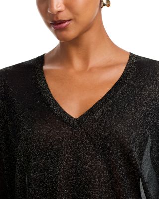 Metallic V Neck Pullover Sweater