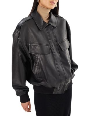 Trevanna Leather Bomber Jacket