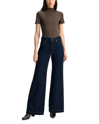 Kasey Mid Rise Wide Leg Jeans in Indigo Rinse