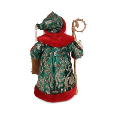 Evergreen and Crimson Santa Figurine