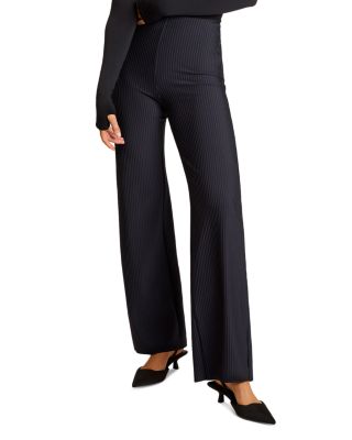 Neoprene CEO Stripe Wide Leg Pants