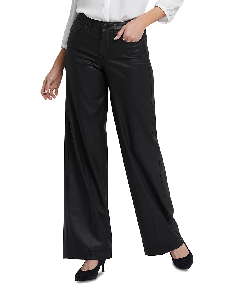 Nydj Teresa High Waist Wide Leg Coated Jeans In Black