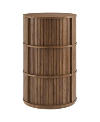  Clement Round Pedestal Stand Storage Table with Sliding Tambour Doors