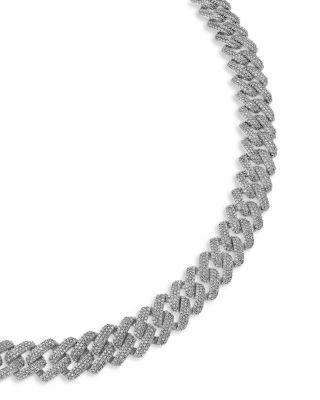 Luxe Collection Diamond Cuban Link Tennis Necklace in 14K White Gold, 5.0 tcw