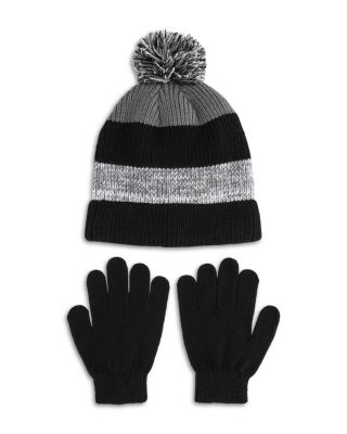 Boys' Color Blocked Striped Knit Cuff Beanie & Gloves Set - Little Kid, Big Kid
