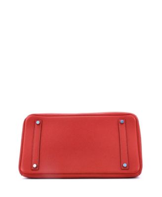 Birkin 35 Handbag Red Togo with Palladium Hardware