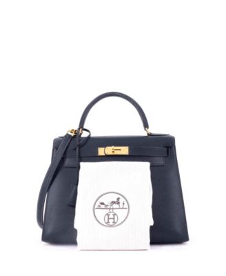 Kelly 28 Handbag Blue Courchevel with Gold Hardware