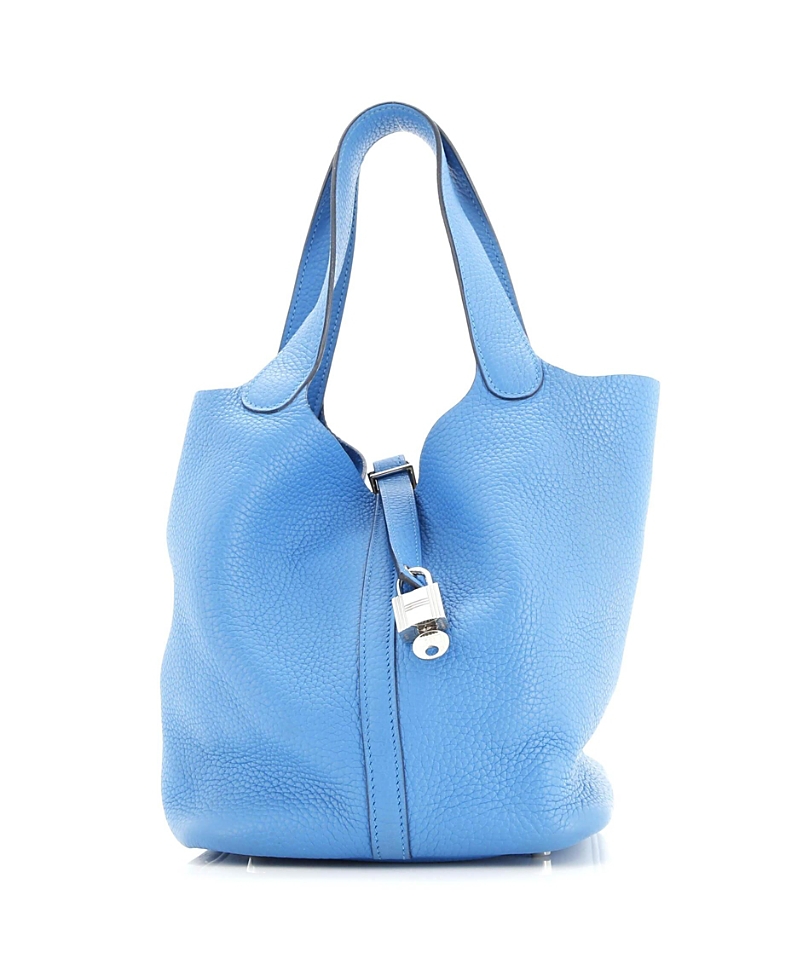Pre-owned Pre-owned Hermes Hermes Mm Picotin Lock Bag Clemence In Blue