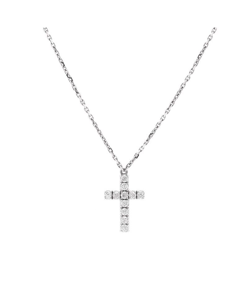 Pre-owned Pre-owned Cartier Cartier Cross Pendant Necklace 18k White Gold With Diamonds