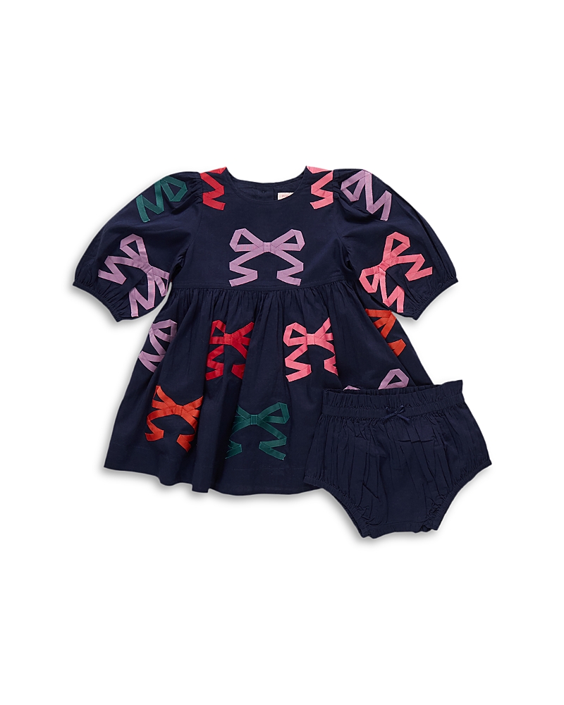 Pink Chicken Girls' Brooke Bow Applique 2 Piece Dress Set - Baby In Multi