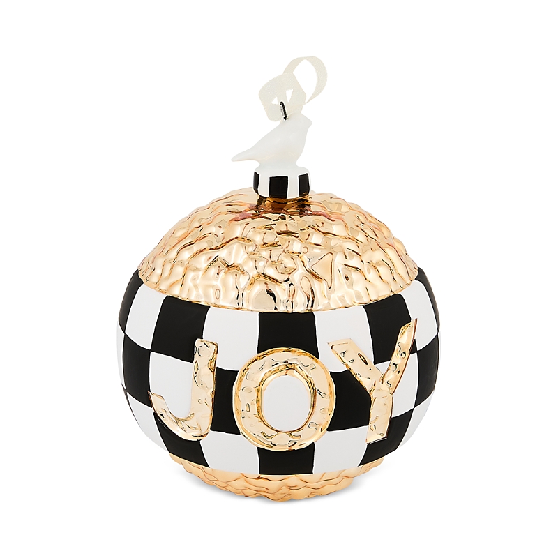 Mackenzie-childs Courtly Noel Joy Glass Ball Ornament In Multi