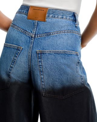 Surge High Rise Wide Leg Jeans With Partial Coating in Vintage Marbled Blue