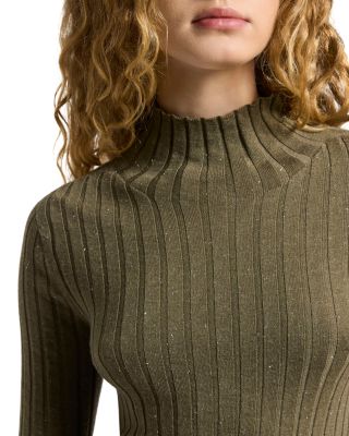 Mock Neck Rib Knitted Sweater