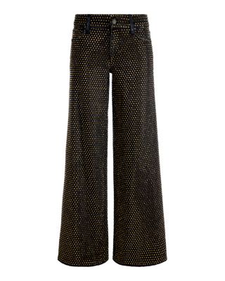 Amazing Low Rise Embellished Wide Leg Jeans in Den Lack