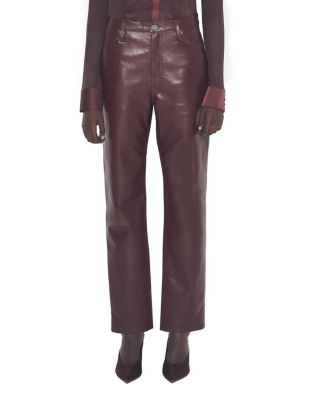 Cindy Recycled Leather Slim Jeans in Port Wine