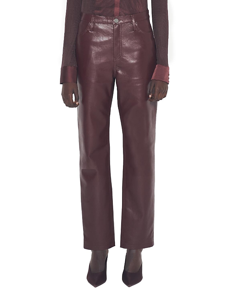 As By Df Cindy Recycled Leather Slim Jeans In Port Wine In Burgundy