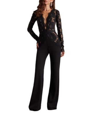 Amaris Plunging Illusion Lace Jumpsuit