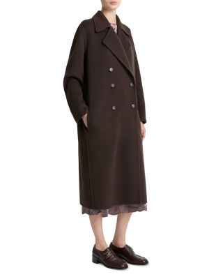 Double Breasted Long Wool-Blend Coat