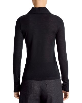 Long Sleeved Multi Button Wool Polo Top  