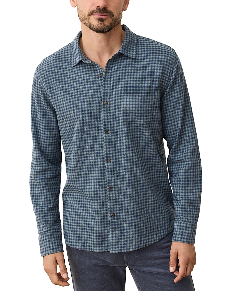 Marine Layer Classic Gingham Stretch Cotton Button-up Shirt In Blue