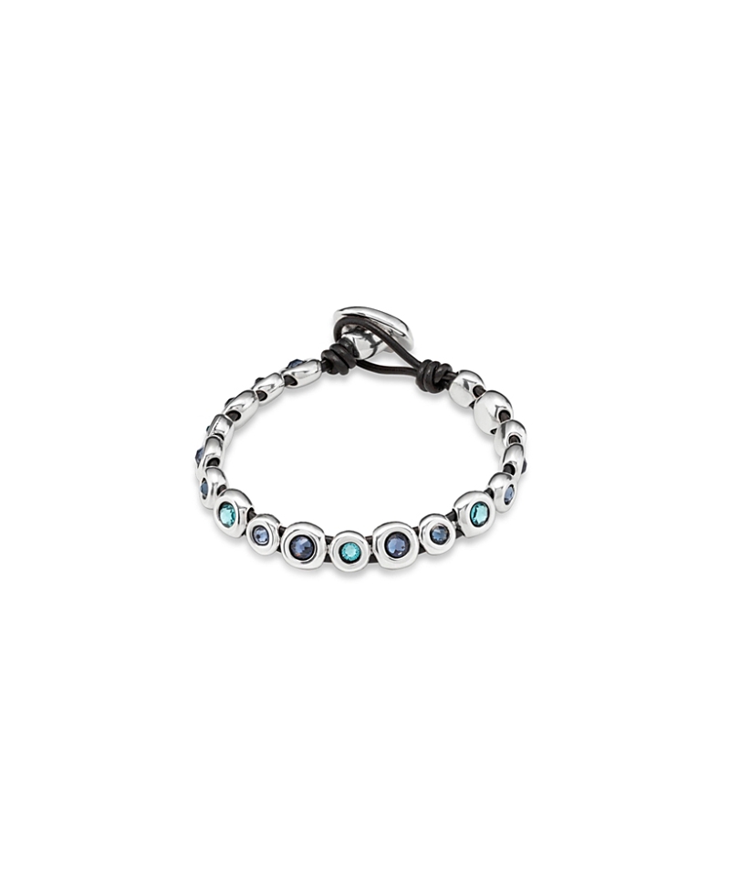 Unode50 Leather Bracelet With Sterling Silver-plated Beads In Metallic