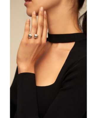  Sterling Silver-Plated Beads Ring