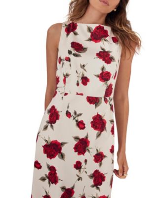 Women's Rose Print Midi Dress