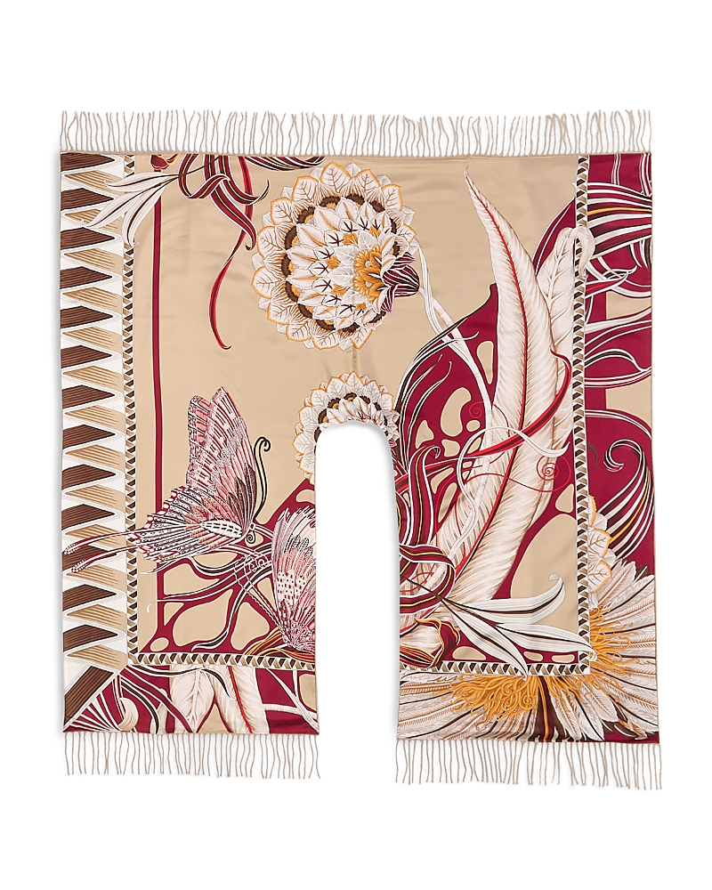 Ferragamo Giada Cashmere & Silk Reversible Cape In Brown