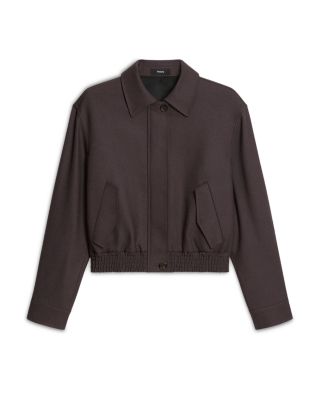 Cropped Track Jacket in Wool-Blend