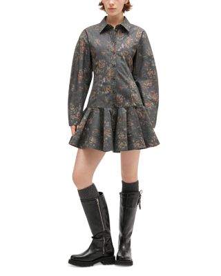 Black Floral Shirt Dress