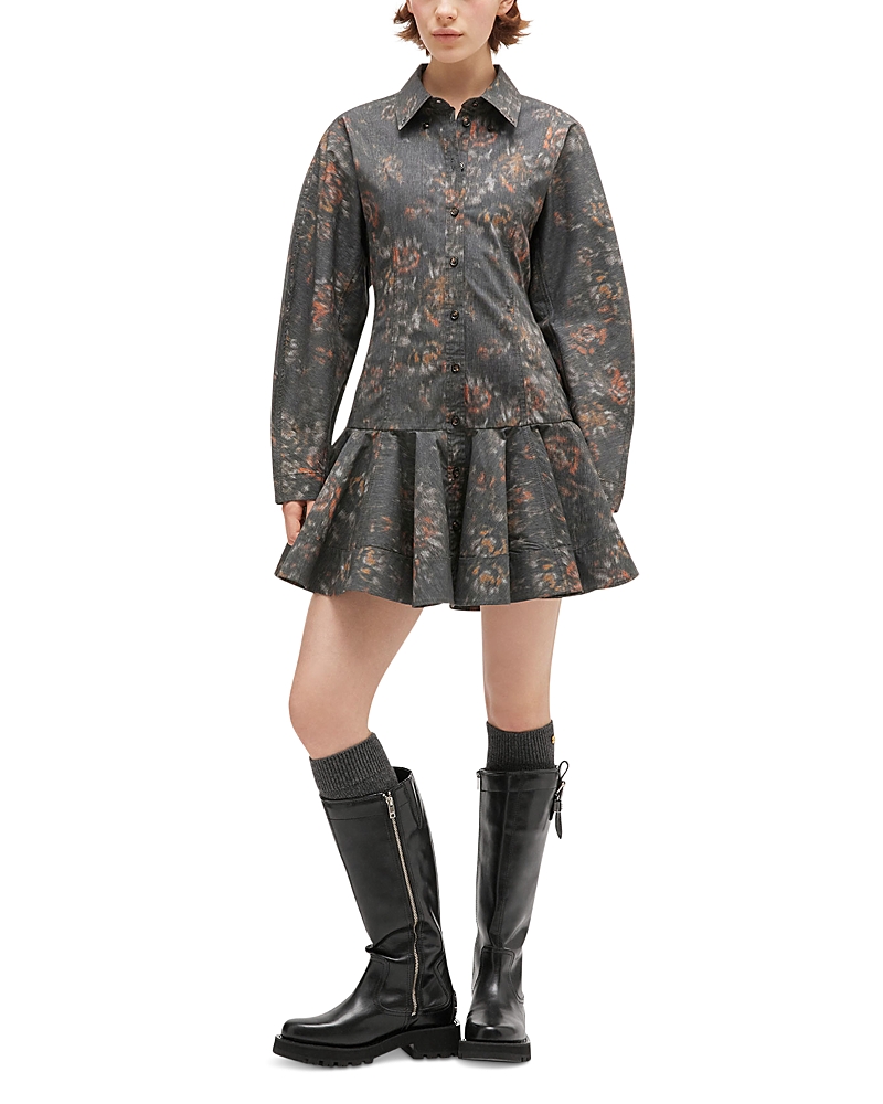Ganni Black Floral Shirt Dress