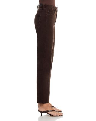 Brinley Mid Rise Straight Corduroy Jeans in Rich Umber