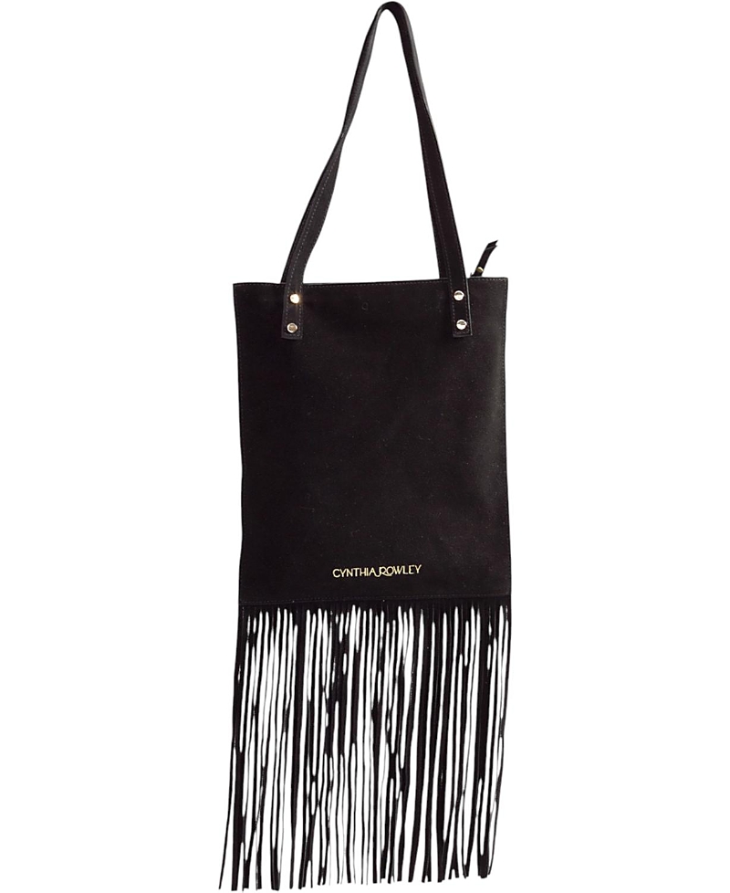 Cynthia Rowley Felicity Fringe Suede Tote In Black