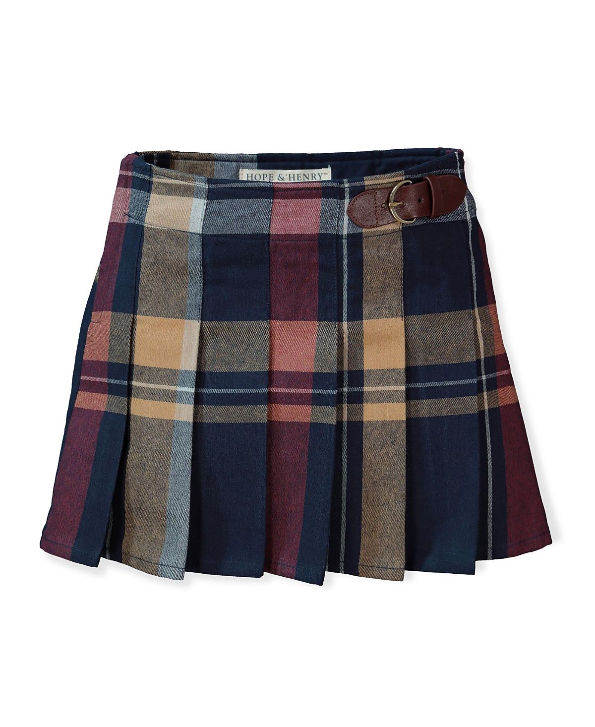 Hope & Henry Girls' Pleated Skirt with Buckle Detail - Baby, Little Kid, Big Kid